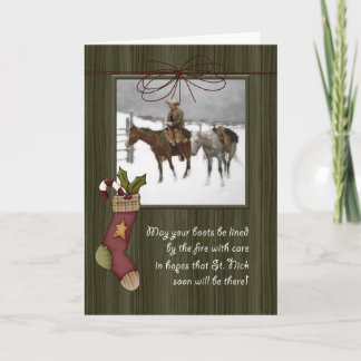 Cartão De Festividades Vintage Cowboy Christmas Barnwood