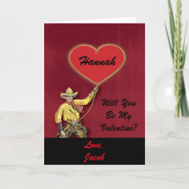 Cartão De Festividades Vintage Cowboy Red Romantic Heart