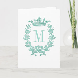 Cartão De Festividades Vintage Crown and Wreath Art - Turquoise