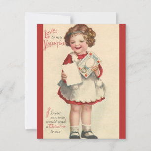 Cartão De Festividades Vintage Cute Dia de os namorados, Girl with Love L