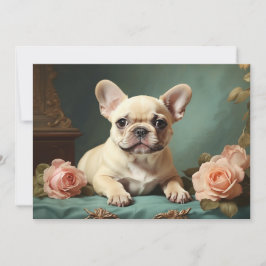 Cartão De Festividades Vintage Cute French Bulldog Retrato Puppy Dog