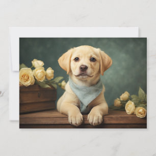 Cartão De Festividades Vintage Cute Labrador Retriever Puppy Dog Retrato