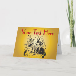 Cartão De Festividades Vintage da véspera de Ano Novo do tempo do partido