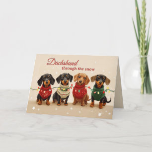 Cartão De Festividades Vintage Dachshund Feliz Natal