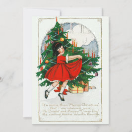 Cartão De Festividades Vintage Dancing Girl Christmas Card