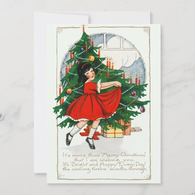 Cartão De Festividades Vintage Dancing Girl Christmas Card (Frente)