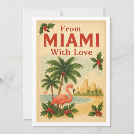 Cartão De Festividades Vintage De Miami Com O Natal Do Amor