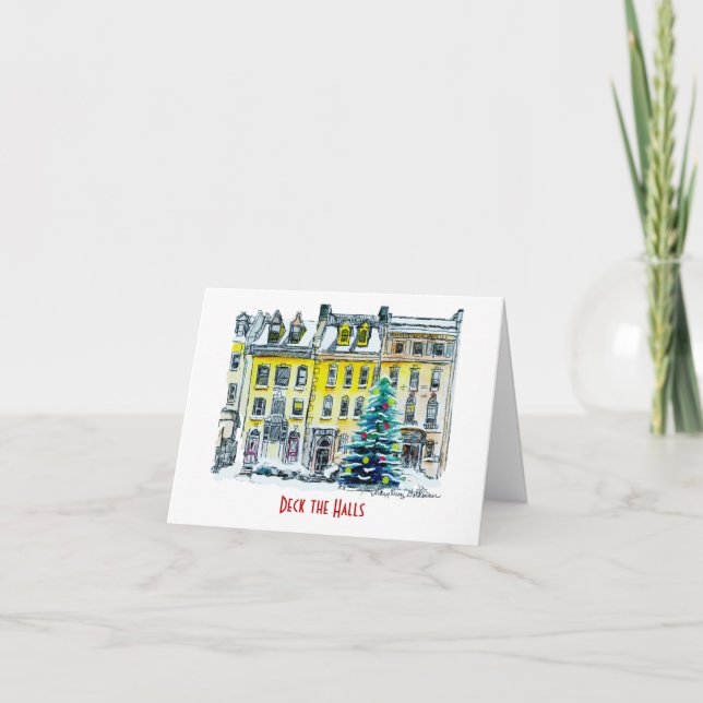 Cartão De Festividades Vintage de Natal Steampunk Ilustrado (Frente)