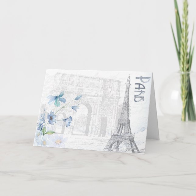 Cartão De Festividades Vintage de Paris (Frente)