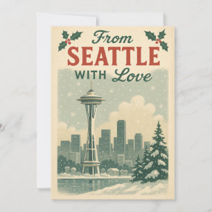 Cartão De Festividades Vintage De Seattle Com Amor No Natal
