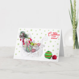 Cartão De Festividades Vintage de Sled de Natal Cheio com Ornaments