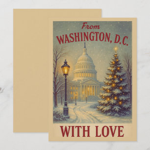 Cartão De Festividades Vintage De Washington, DC Com Amor No Natal