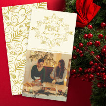 Vintage Deco Foliage Frame Peace Love Joy Photo