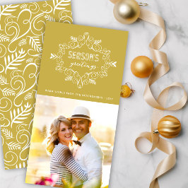 Cartão De Festividades Vintage Deco Foliage Frame Season Saudações Foto