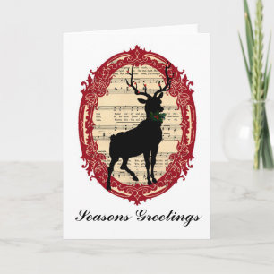 Cartão De Festividades Vintage Deer Seasons Greetings Christmas Card