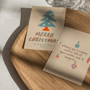 Cartão De Festividades Vintage Desenhando A Mão Funky Árvore Natal Não Fo