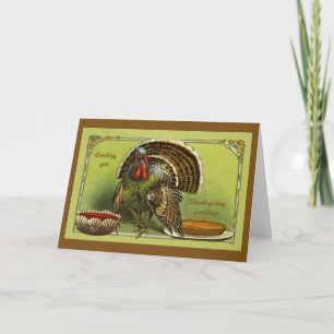 Cartão De Festividades Vintage Design Thanksgiving Greetings