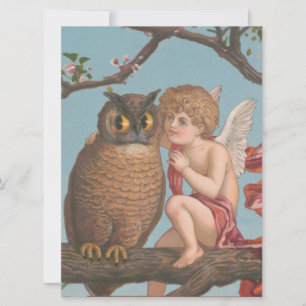 Cartão De Festividades vintage dia de os namorados, coruja de cherub