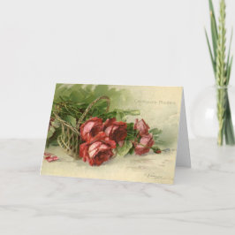 Cartão De Festividades Vintage Dia de os namorados Love, Crimson Rosa ver