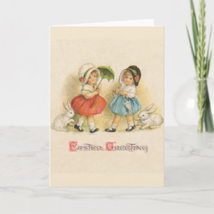 Cartão De Festividades Vintage do cumprimento da páscoa