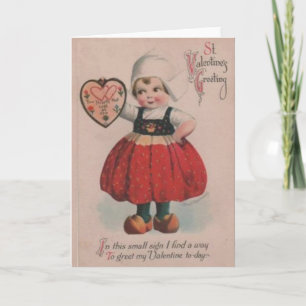 Cartão De Festividades Vintage Dutch Girl Victorian Valentine's Day