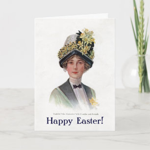 Cartão De Festividades Vintage Easter Bonnet Card