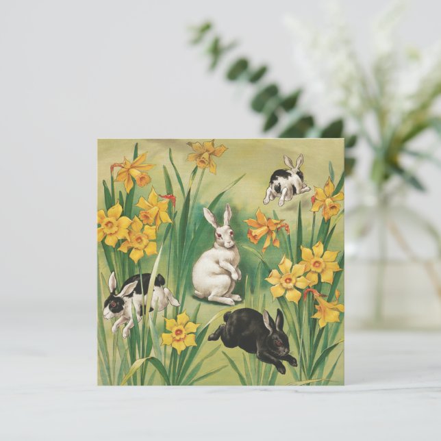 Cartão De Festividades "Vintage Easter Bunnies" (1906) (Em pé/Frente)