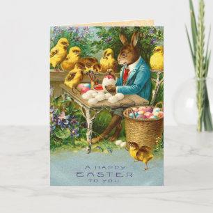Cartão De Festividades Vintage Easter Bunny Card