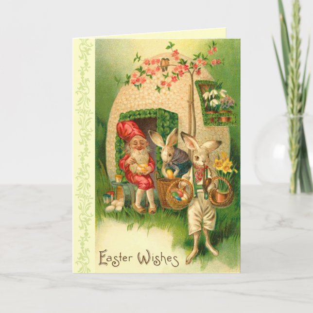 Cartão De Festividades Vintage Easter Bunny Card (Frente)