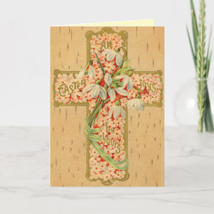 Cartão De Festividades Vintage Easter Cross
