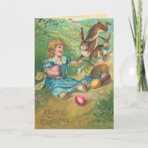 Cartão De Festividades Vintage Easter Egg Hunt Greeting Cards