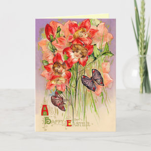 Cartão De Festividades Vintage Easter Flower Sprites