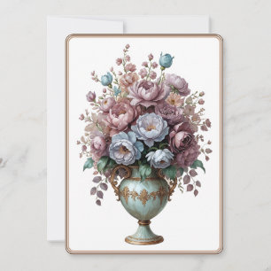 Cartão De Festividades Vintage Elegante Flor Bonito Vase