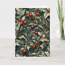 Cartão De Festividades Vintage English Holly berry botanical