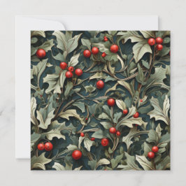 Cartão De Festividades Vintage English Holly berry botanical
