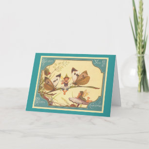 Cartão De Festividades "Vintage Fairies Christmas Card"