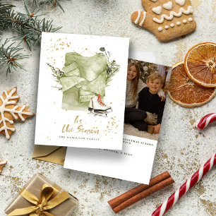 Cartão De Festividades Vintage Family Christmas Photo Boho Tis The Season