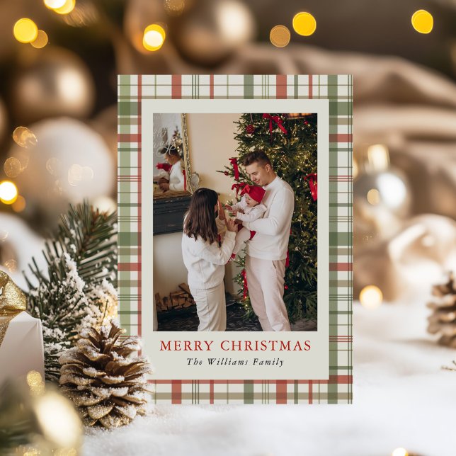 Cartão De Festividades Vintage Family Five Photos Christmas (Criador carregado)