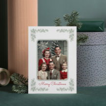 Vintage Family Foto Green Pine Frame Natal