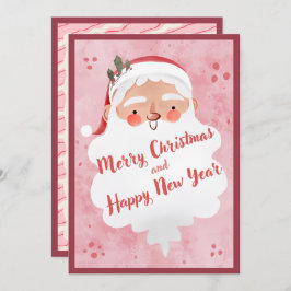 Cartão De Festividades Vintage Farmhouse Pink Script Santa Clause
