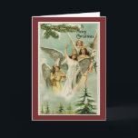 Cartão De Festividades Vintage Felry Christmas Angels<br><div class="desc">Foto doce e vintage de anjos que desejam,  "Um Feliz Natal" é apresentada neste cartão de saudação. A dentro de cartas diz: "Que as Bênçãos do Natal,  encham o seu coração e casa de alegria"! Um cartão adorável para enviar para a família e amigos para os feriados!</div>