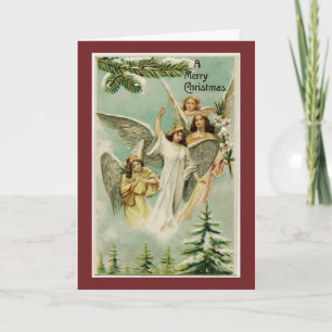 Cartão De Festividades Vintage Felry Christmas Angels