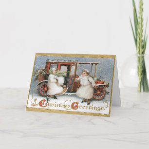 Cartão De Festividades Vintage Felry Christmas Card - Vintage Car Cluster