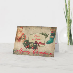 Cartão De Festividades Vintage Felry Christmas Peace on Earth