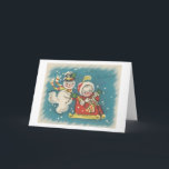 Cartão De Festividades Vintage Felry Christmas Snowman Casal<br><div class="desc">Imagem de Natais vintages adoráveis apresentando um casal de boneco de neve.</div>