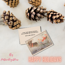 Cartão De Festividades Vintage Felry Natal Santa Claus Reindeer Slegh