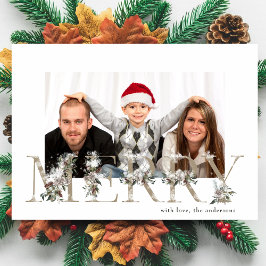 Cartão De Festividades Vintage Floral Alphabet MERRY Foto de Natal