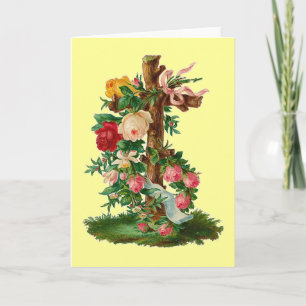 Cartão De Festividades Vintage Floral Cross
