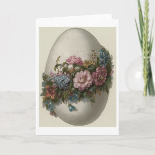 Cartão De Festividades Vintage Floral Easter Egg! Vintage Easter Card