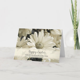 Cartão De Festividades Vintage Flores Felz pascoa neto e sua esposa